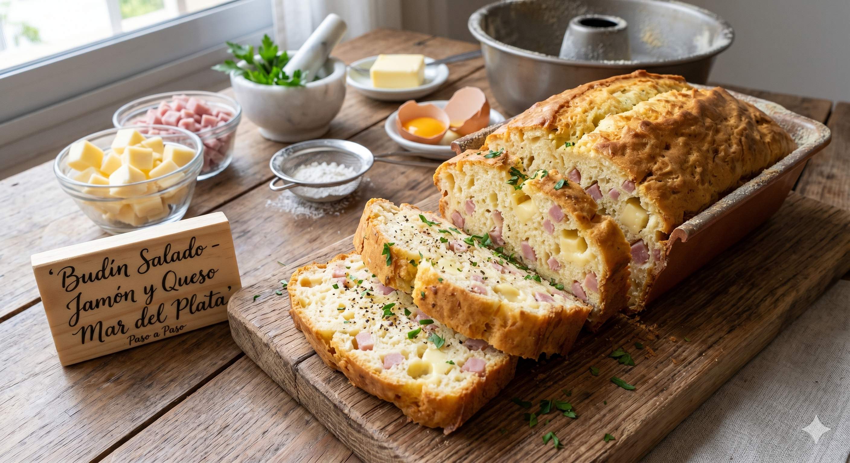 Esponjoso Budín Salado de Jamón y Queso Mar del Plata
