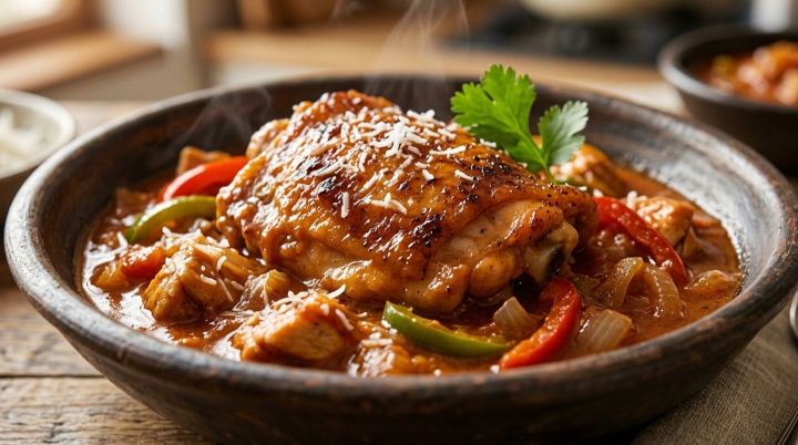 Pollo Estofado en Salsa de Coco y Tomate