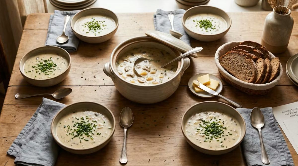 Sopa Creme de Cogumelos e Batatas com Especiarias