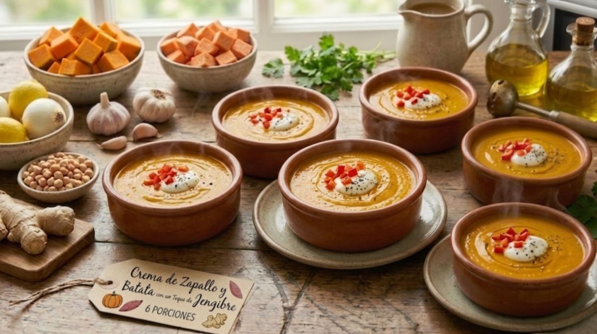 Sopa Creme de Abóbora e Batata-doce com Toque de Gengibre