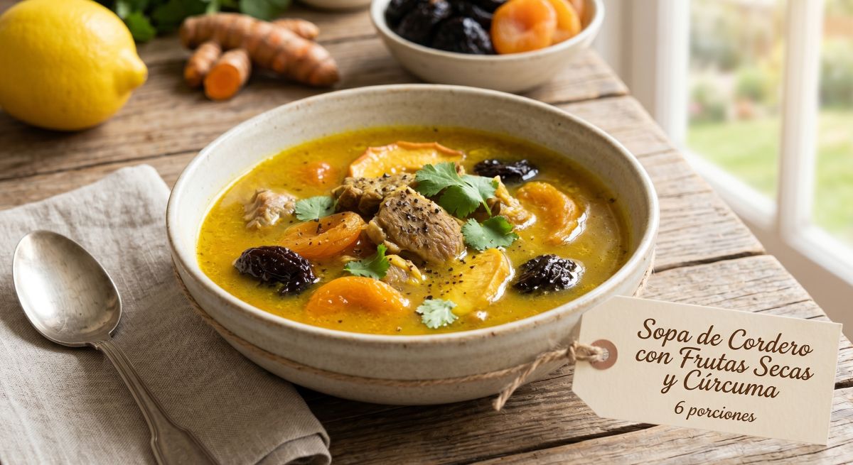 Sopa de Cordeiro com Frutas Secas e Cúrcuma