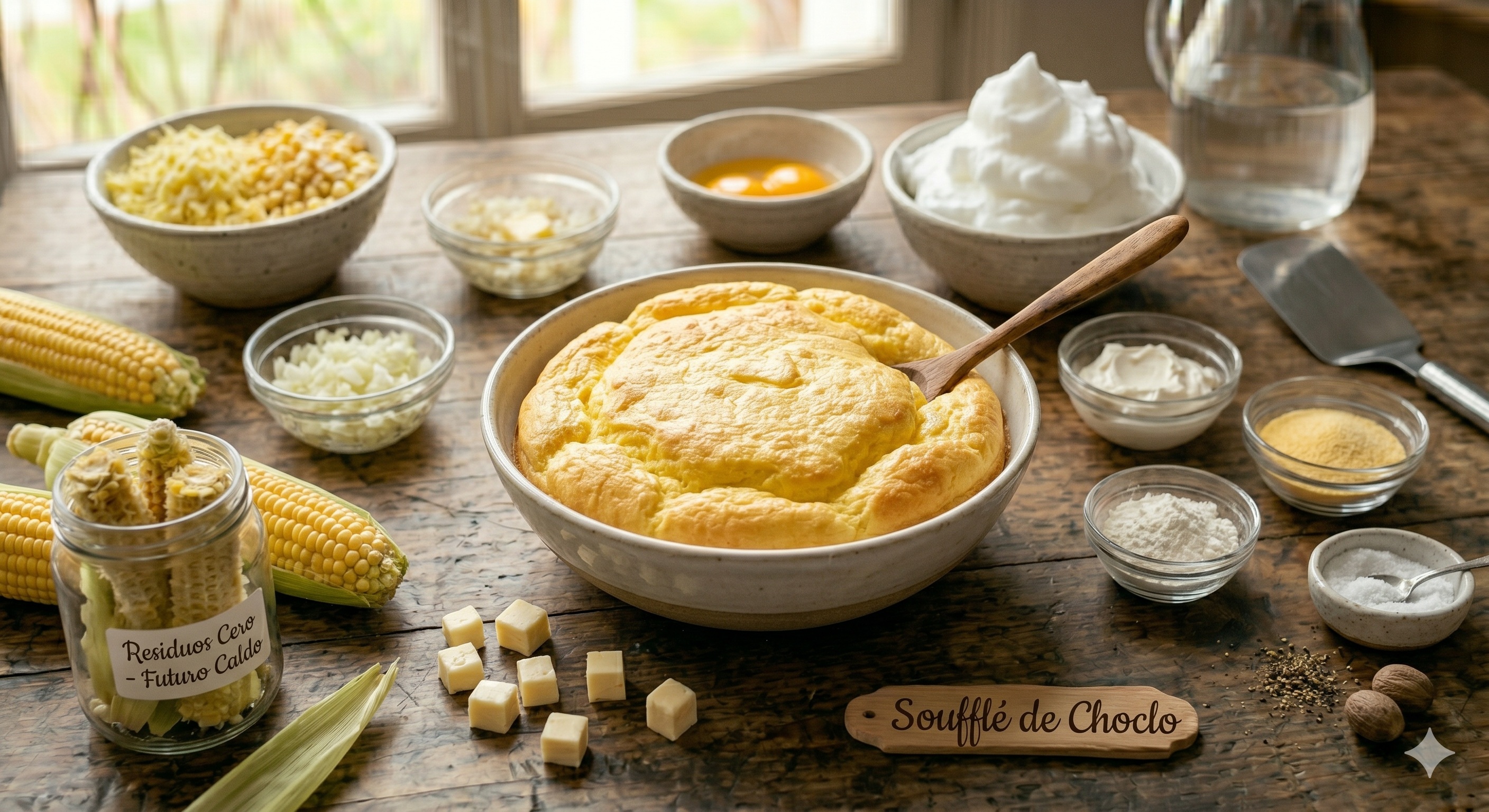 Soufflé de Choclo Fresco (Desperdicio Cero)