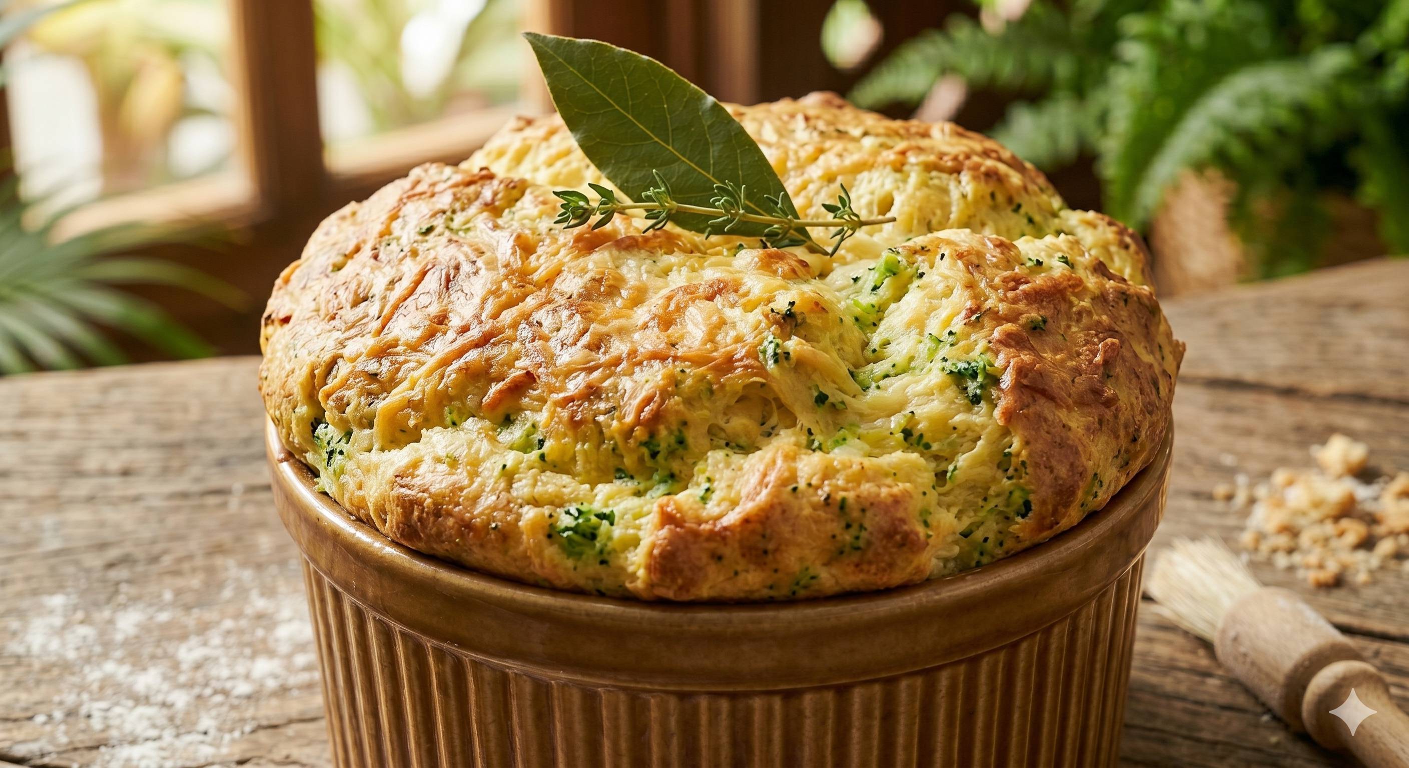 Aireado Soufflé de Brócoli y Queso Fontina