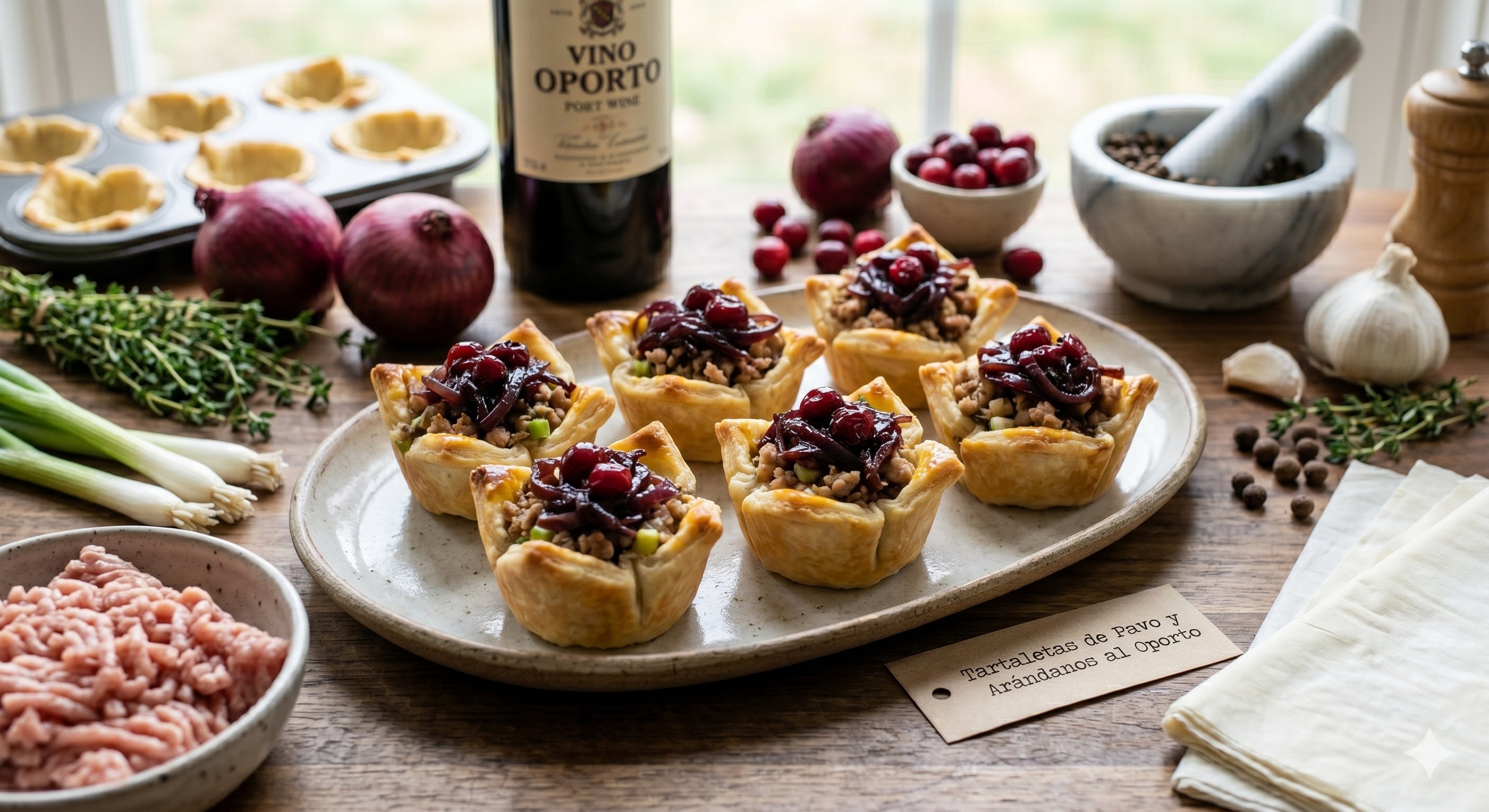 Tartaletas de Pavo y Arándanos al Oporto