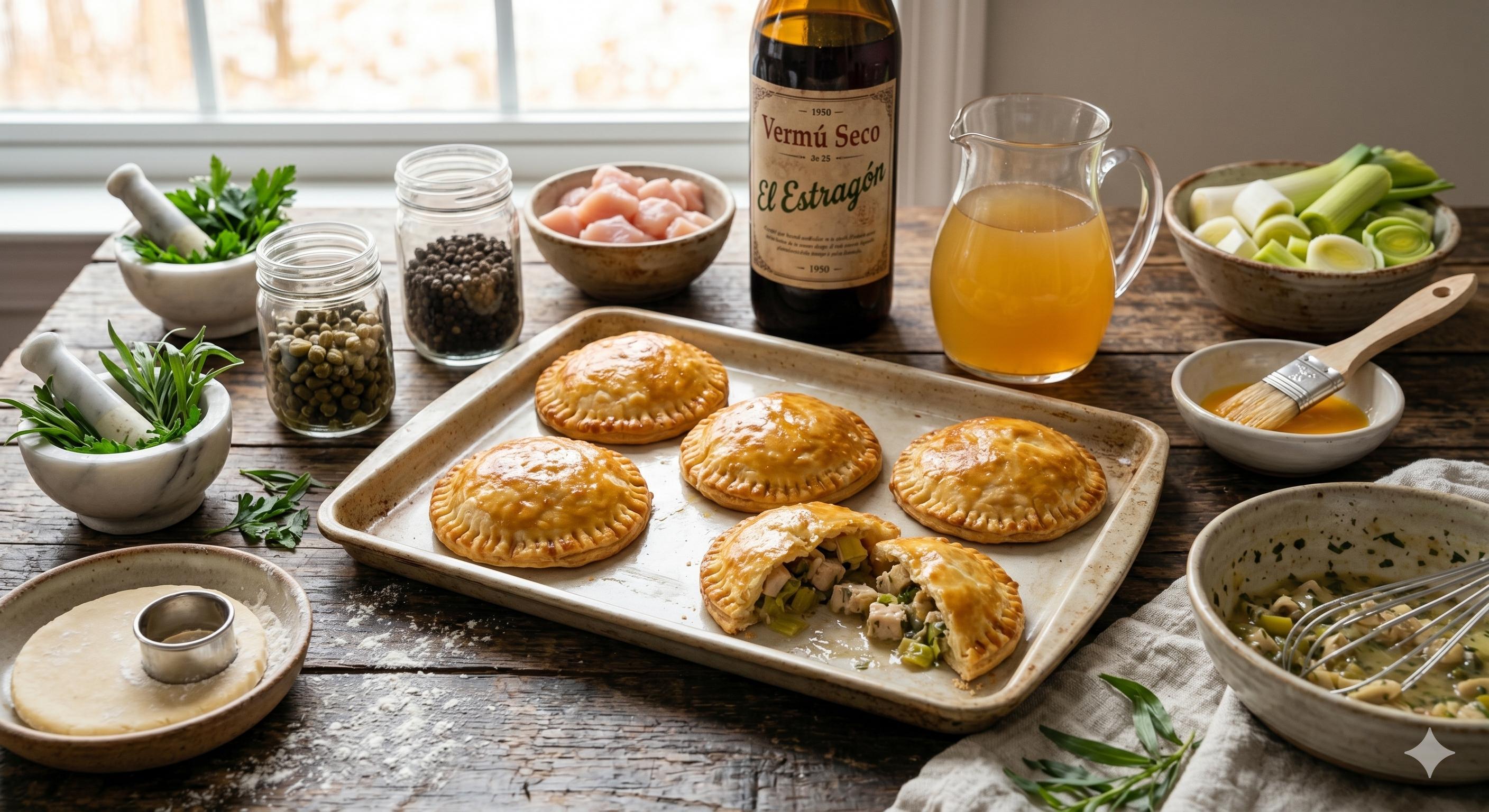 Doradas Tartaletas de Pollo y Puerro al Estragón