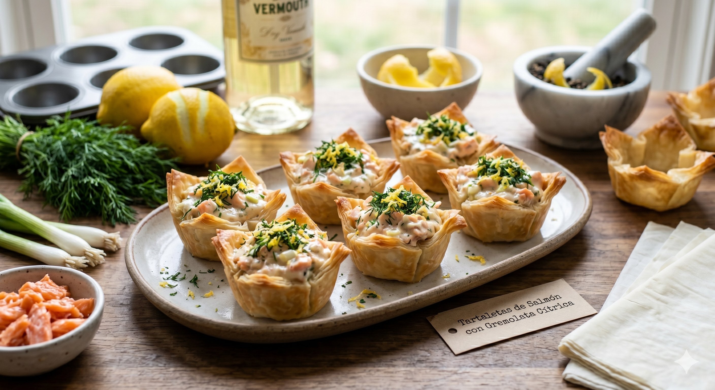 Tartaletas Crujientes de Salmón con Gremolata Cítrica